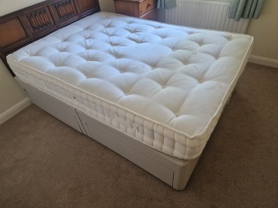 Divan Only : John Lewis double bed divan with chest of drawers and matching head board.