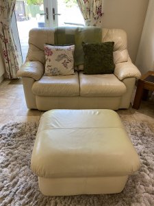 2 x 2 Seater Leather Sofa's with a Footstool